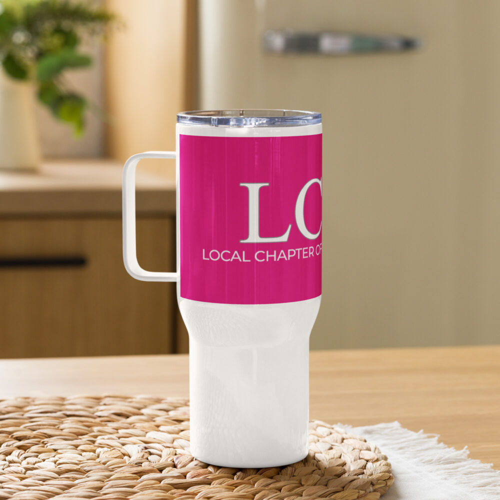 Travel mug with a handle